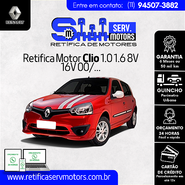 Retifica Motor Clio 1.0 1.6 8V 16V 00/...