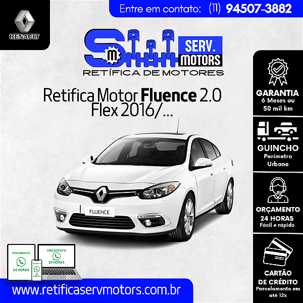 Retifica Motor Fluence 2.0 Flex 2016/...