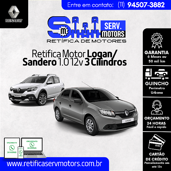 Retifica do Motor Logan Sandero 1.0 12v 3 Cilindros