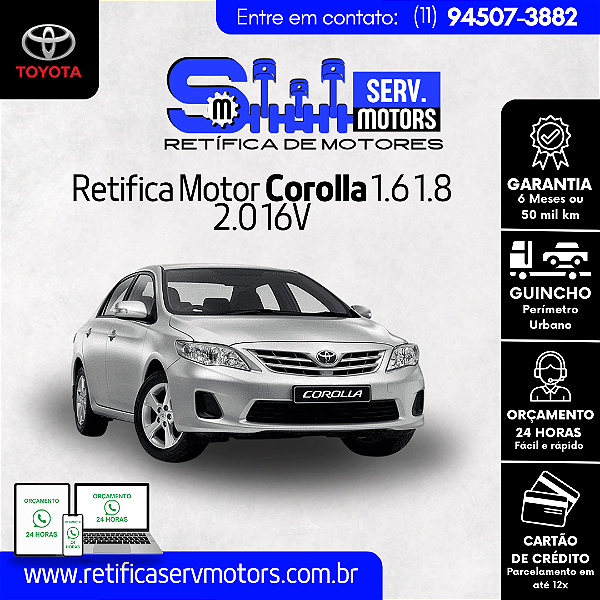 Retifica Motor Corolla 1.6 1.8 2.0 16V