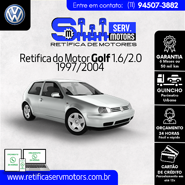 Retifica do Motor Golf 1.6/2.0 1997/2004