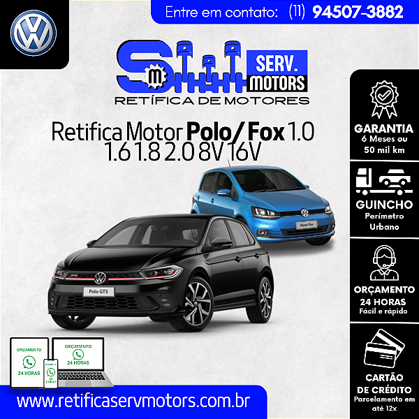 Retifica Motor Polo Fox 1.0 1.6 1.8 2.0 8V 16V