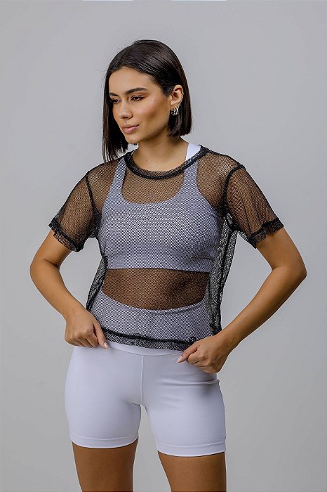 BLUSA TELA LUREX PRETO P