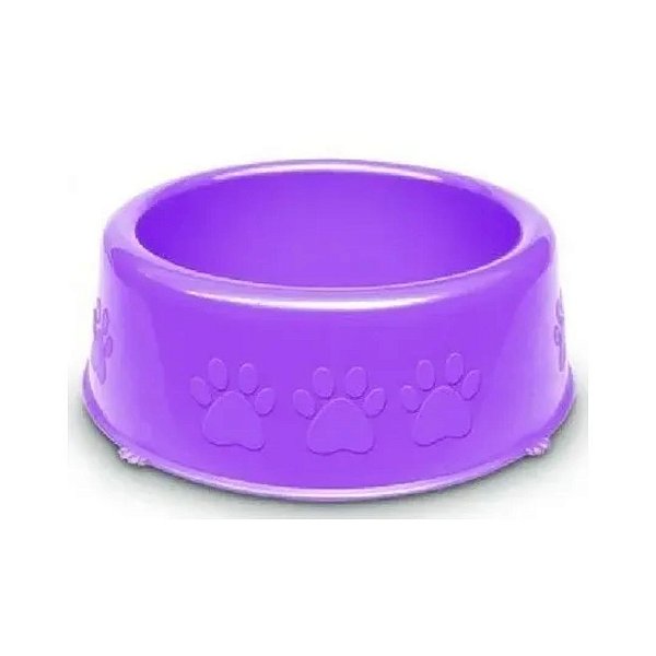 Comedouro Plastico Patinhas Lilas 600 ml