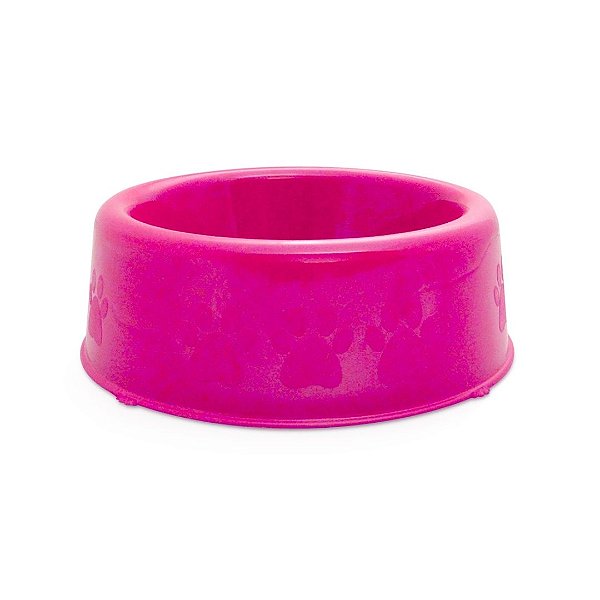 Comedouro Plastico Patinhas Filhote Rosa 600 ml