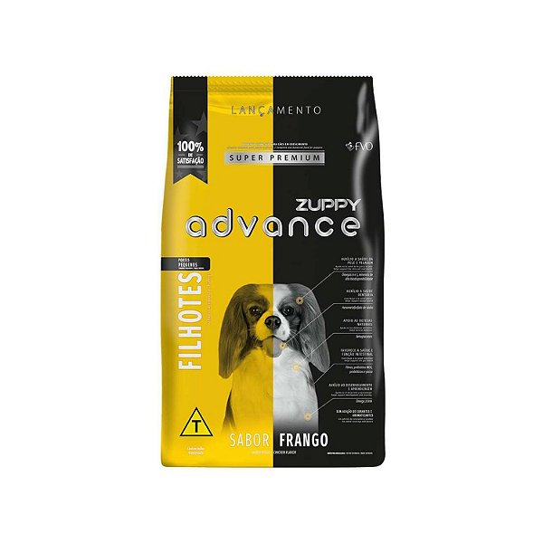 Ração Seca Zuppy Advance Cães Filhotes Porte Pequeno sabor Frango (1 kg; 2,5kg)