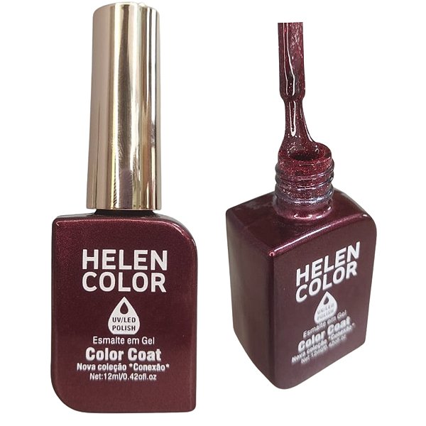 Esmalte Em Gel Vermelho Escuro Brilhante Helen Color Conexão 44 12ml