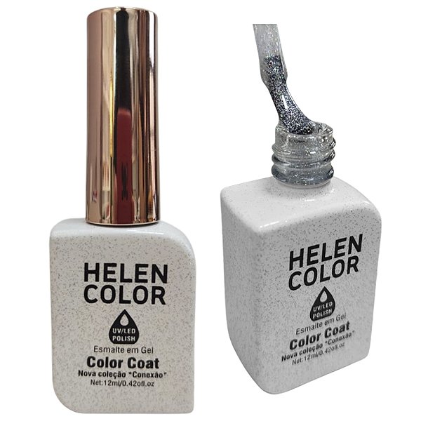Esmalte Em Gel Branco Brilhante Holográfico Helen Color Conexão 22 12ml