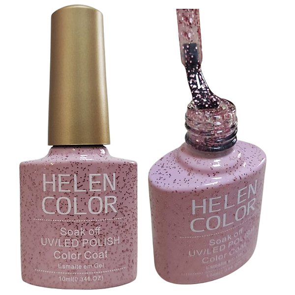 Esmalte Em Gel Rosa Glitter Helen Color 21 10ml