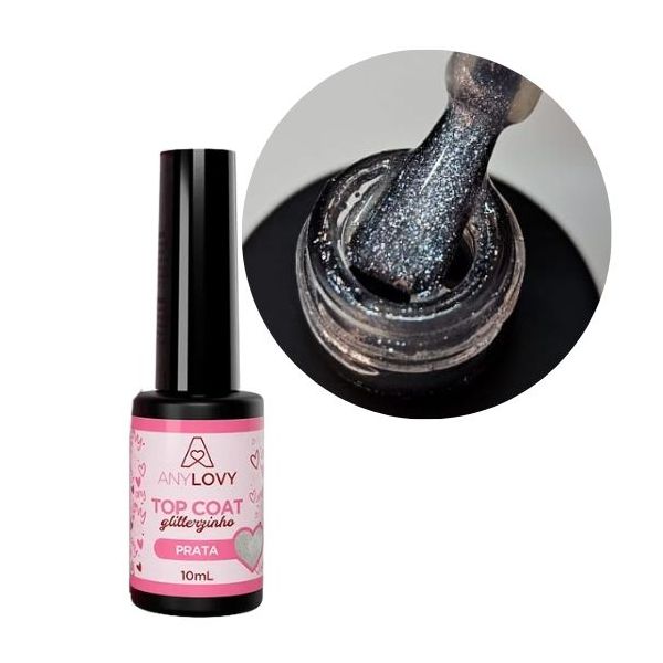 Top Coat Anylovy Glitterzinho Prateado