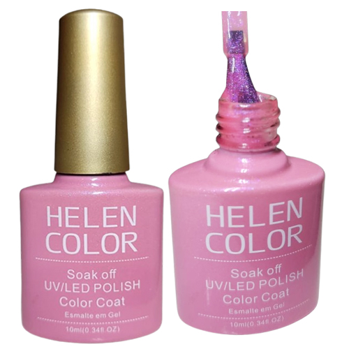 Esmalte Em Gel Rosa Translúcido Com Brilhos Asa De Borboleta Helen Color 41 10ml
