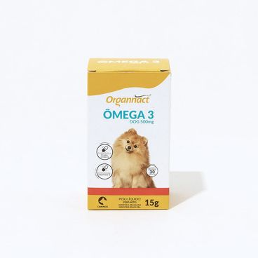 Ômega 3 Dog 500mg para Cães Organnact 30 cápsulas
