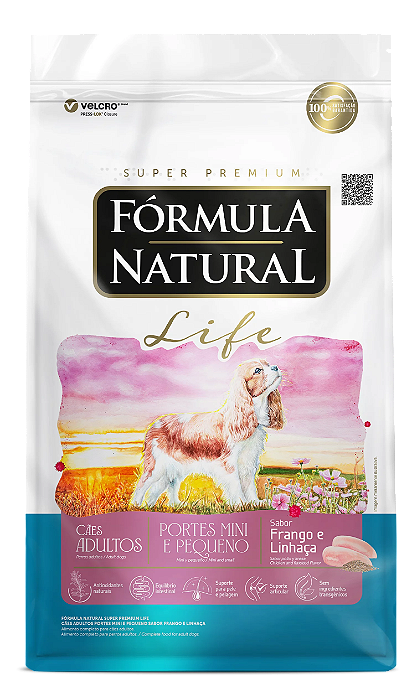 Fórmula Natural Super Premium Life Cães Adultos Portes Mini e Pequeno Frango e Linhaça 1Kg