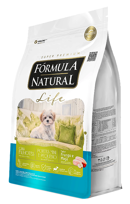 Fórmula Natural Super Premium Life Cães Filhotes Portes Mini e Pequeno Frango e Maçã 7 kg