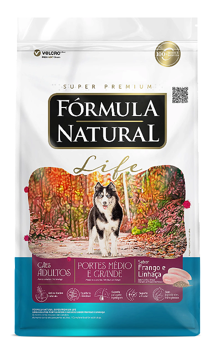 Ração Fórmula Natural Super Premium Life Cães Adultos Portes Médio e Grande Frango e Linhaça 15kg