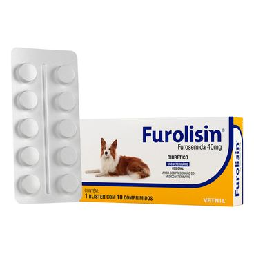 Furolisin 40mg Diurético para Cães e Gatos 10 comprimidos