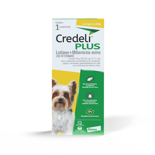 Antipulgas e Carrapatos Credeli Plus Cães 1,4kg a 2,8kg 1 comprimido