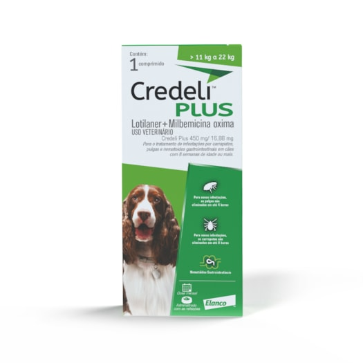 Antipulgas e Carrapatos Credeli Plus Cães 11kg a 22kg 1 comprimido