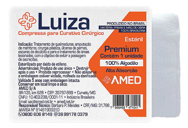 Curativo Cirúrgico Algodonado Estéril 15cm x 30cm Unid. Zobec - Luiza