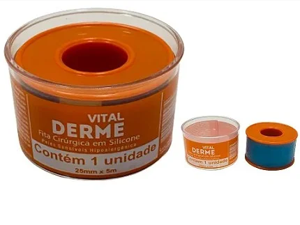 Fita Cirúrgica De Silicone Adesiva Rolo 2,5cm x 5m Para Cicatriz e Queloide - Vital Derme