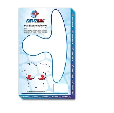 Fita em Gel Silicone P/ Mamoplastia e Mastopexia T Invertido (Adesivo) 23cm x 13cm / 2 Unidades - Kelogel