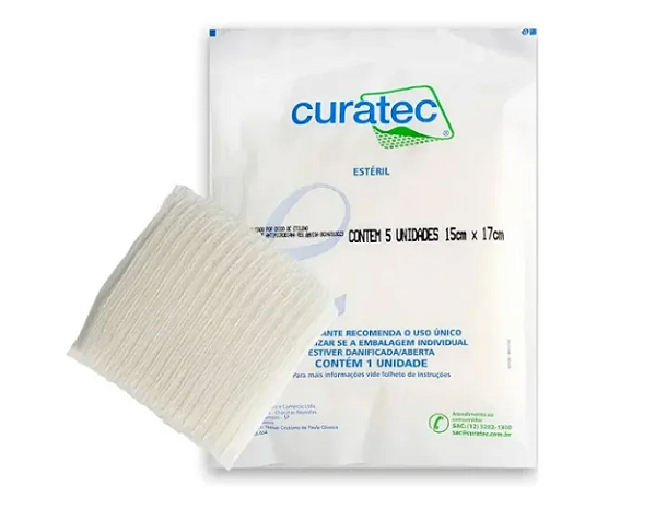 Gaze Antimicrobiana com PHMB 10cm x 10cm C/ 5 Unidades - Curatec