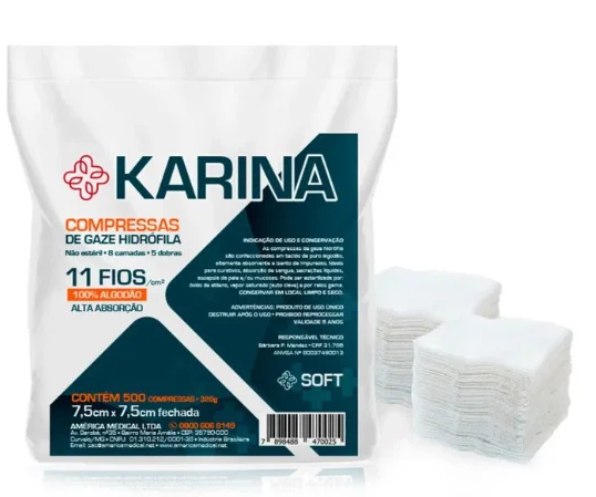 Compressa De Gaze N/Estéril 11 Fios C/500 - Karina