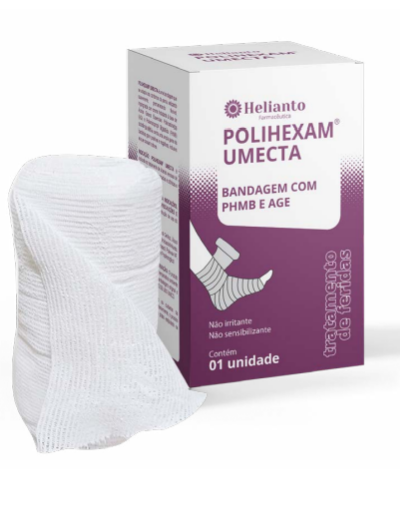 Bandagem com PHMB e Ácidos Graxos Essenciais (AGE) 10,2cm x 9,14m Polihexam Umecta - Helianto