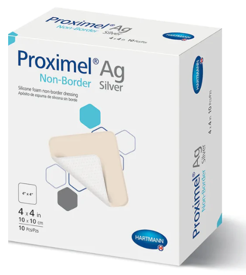 Curativo Espuma com Silicone 10cm x 10cm Proximel AG Silver Non Border / Unidade- Hartmann