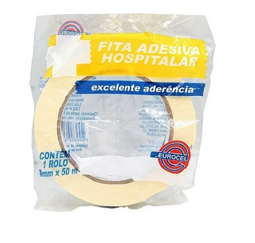Fita Adesiva Hospitalar (Crepe Branca) 19mm x 50m - Eurocel