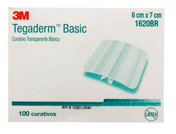 Curativo Transparente Tegaderm Básico 6cm x 7cm 1620BR / Unidade - 3M