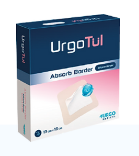 Curativo 10 x 10 Espuma de Poliuretano Camada Superabsorvente e Adesivos de Silicone URGOTUL ABSORB BORDER - Urgo Medical