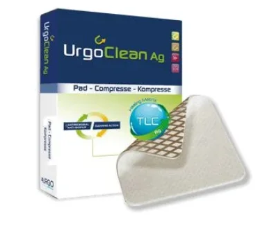 Curativo 15 x 15cm Curativo Antimicrobiano C/ Prata Constituído por Fibras Poliabsorventes URGOCLEAN AG - Urgo Medical