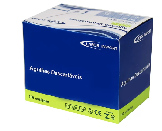 Agulha Hipodérmica 25 x 0,80mm C/ 100 Unidades - Labor Import