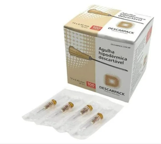 Agulha Hipodérmica 13 x 0,45mm C/ 100 Unidades - Descarpack