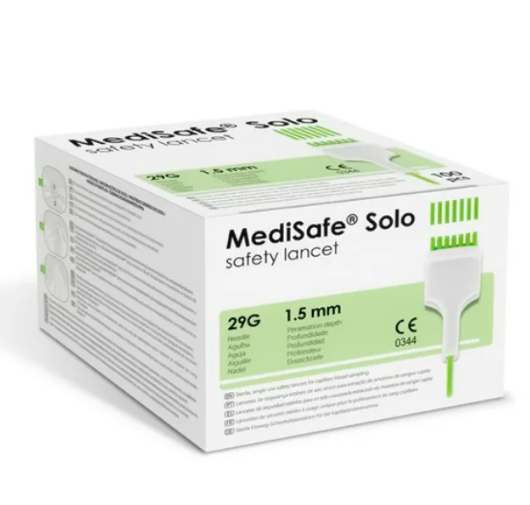 Lanceta Segurança 29G C/ 100 Unidades (Verde) - MedSafe Solo
