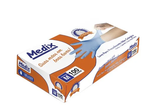 Luva Nitrilica Azul P/ Procedimento Não cirúrgico Tam : GG - Medix