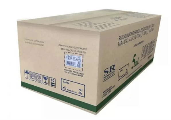 Seringa 5ml Bico Slip com Agulha 25 x 7 C/ 500 Unidades - SR
