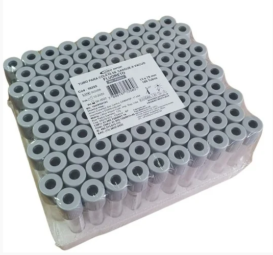 Tubo Fluoreto a Vácuo - Plástico 4ml C/ 100 Unidades - Labor Import