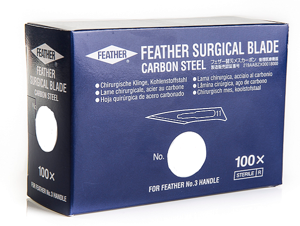 Lâmina de Bisturi Descartável Nº 22 C/ 100 Unidades - Feather