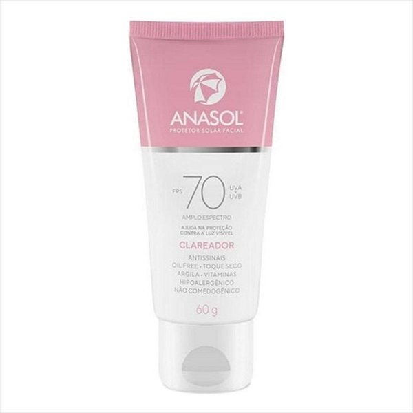 Protetor Solar Anasol Fps 70 Em Creme 60 G Clareador