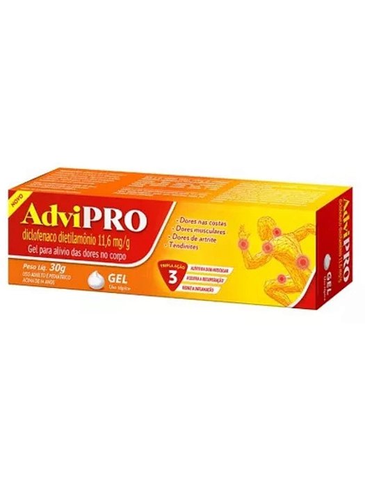 Advipro 11,6mg Gel Alívio Dor Muscular Anti-inflamatório 30g