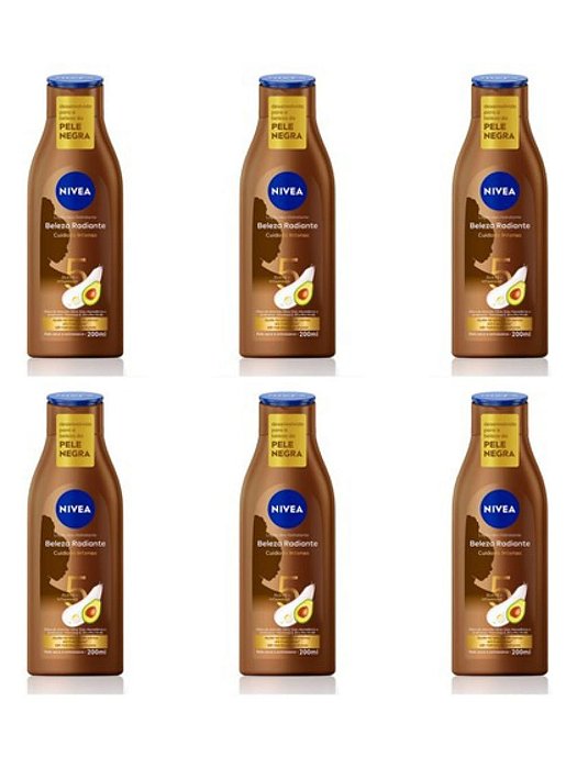 Loção Nivea Beleza Radiante Pele Negra 200ml Kit Com 6 Un