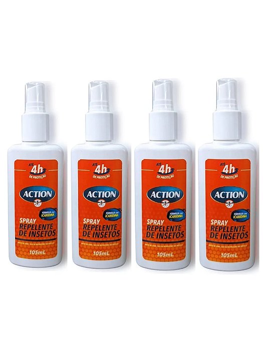 Repelente Action Com Icaridina 105ml Kit C/04 Contra Dengue