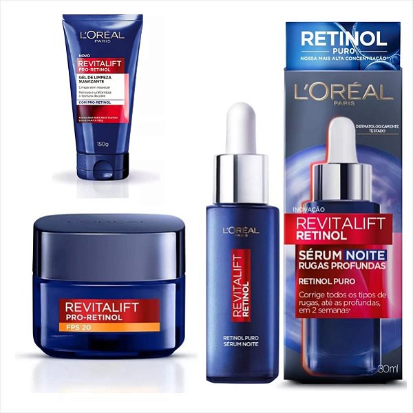 Kit Completo L'oreal Paris Retinol - Creme, Sérum & Gel Limp