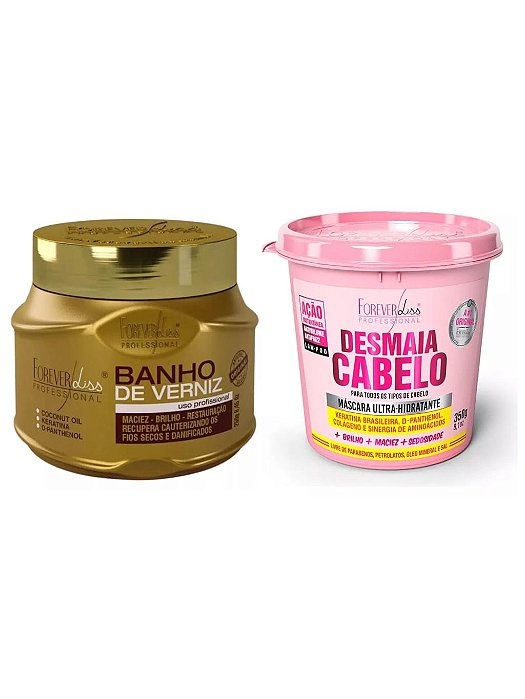 Kit Máscaras Desmaia Cabelo E Banho De Verniz Forever Liss