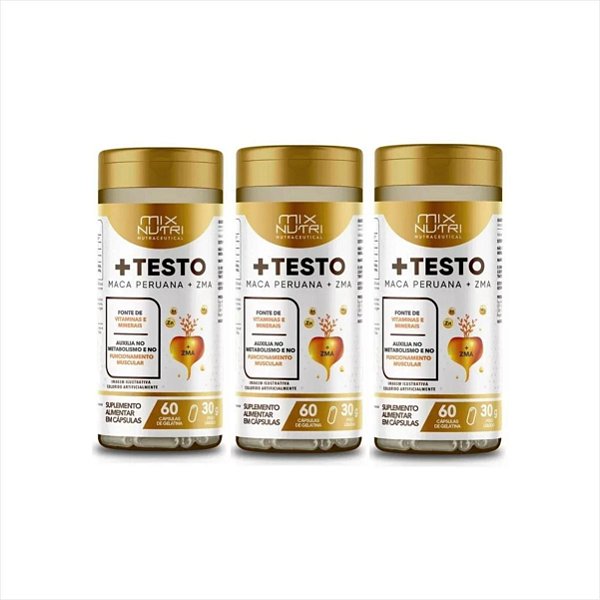 Kit Com 3 - Testo Maca Peruana + Zma Com 60 Capsulas Zinco