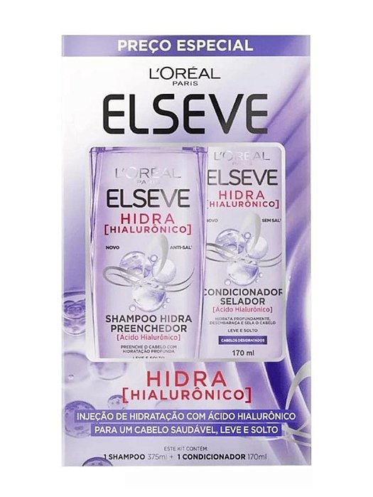 Kit Elseve Shampoo Condicionad Hidra Hialuronico 375ml+170ml