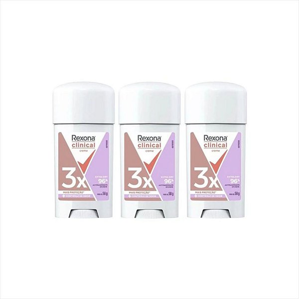 Rexona Clinical creme Extra Dry 58g kit c/3