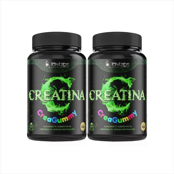 Creatina em Goma Creagummy 3000mg S/Glúten Uva Verde kit c/2